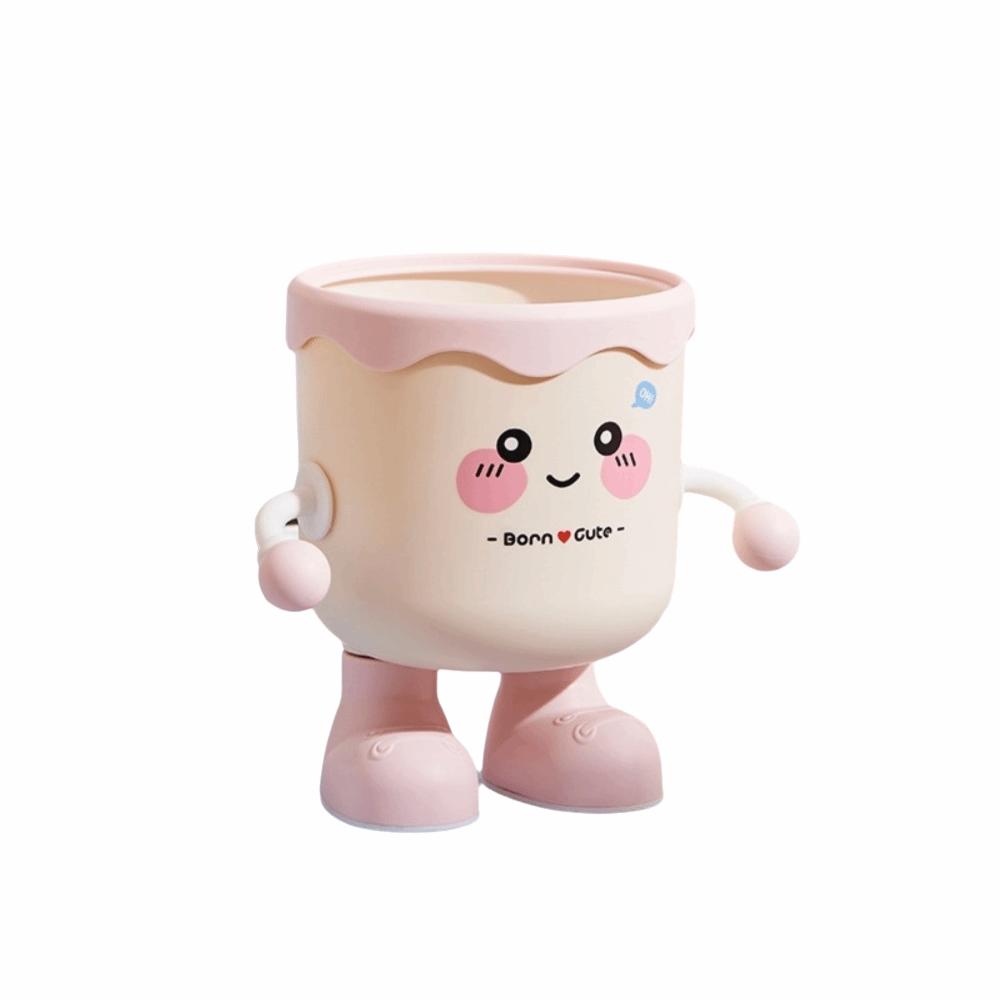 Multipurpose Pen Holder Cartoon Style Makeup Brush Storage New Desktop Organiser Office Desktop Pink-Pen Holder