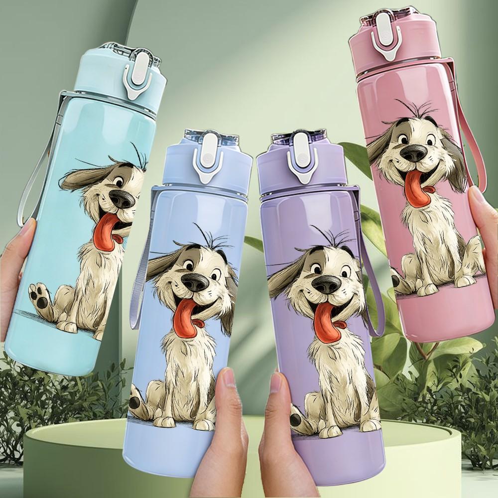 1PC Long Ear Hound Dog Cute Portrait Print 750ml Color Plastic Sports Water Bottle Leakproof Flip Straw Lid Suitable for Sports Office Home Use