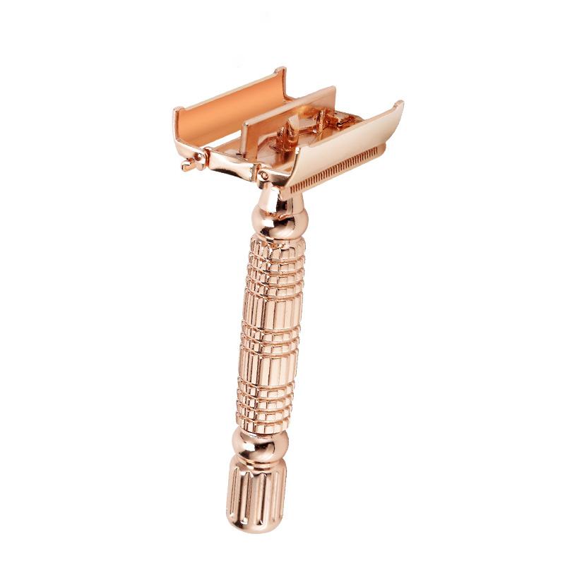 Classic Double-edged Safety Razor For Men And Women's Manual Hair Removal Knife Rose gold Metal Razors