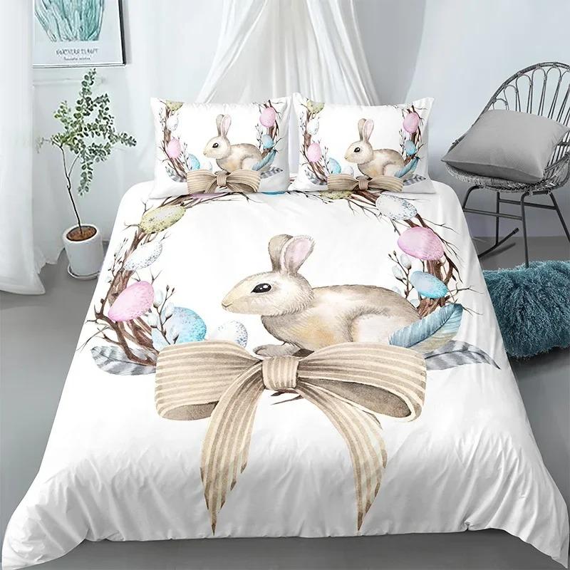 Cartoon Cute DogRabbit Duvet Cover 3D Printed Nordic Bedding Set Pillowcase Double Twin Full Queen King Adult Kids Quilt Cover