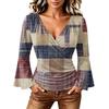 Women's Casual V-Neck Long Sleeve Floral Print Blouse