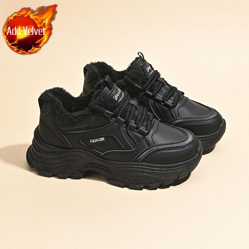 

Winter Chunky Dad Shoes for Women Korean Style Thick Sole Thermal Insulation Sneakers Versatile Casual Running Sports Shoes 40