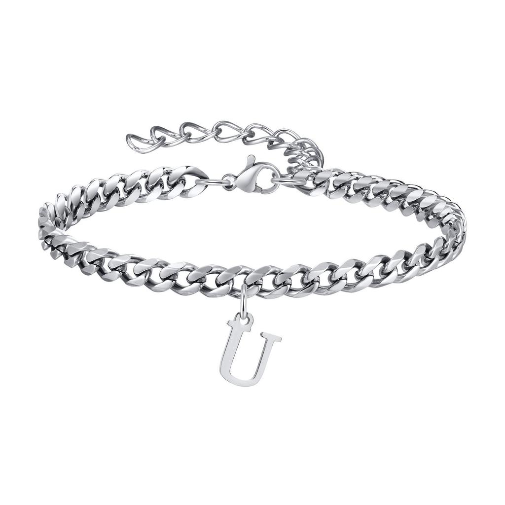 Fashion 26-Letter Frosted Chain Anklet – Trendy, Simple Jewelry Gift