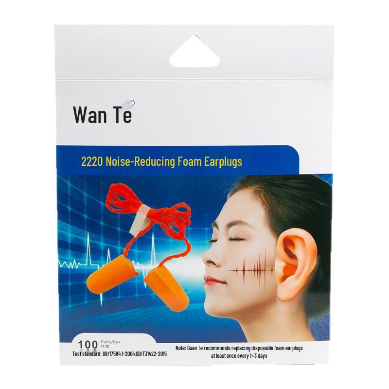 Wan Te 2220 Soft Foam Earplugs for Noise Reduction - Ideal for Construction, Hotels, and Sleep