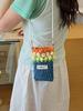 Knit Rose Pattern Mini Shoulder Bag With Phone Pocket For Daily Use
