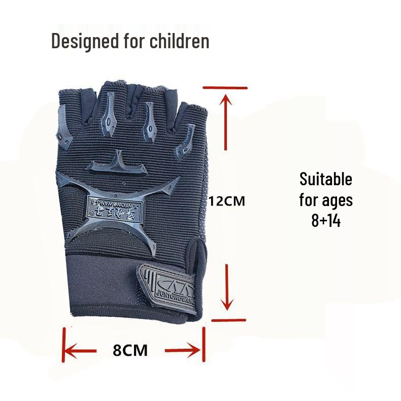 Kids' Half-Finger Camouflage Sports Gloves - Breathable & Protective for Summer Camping and Training