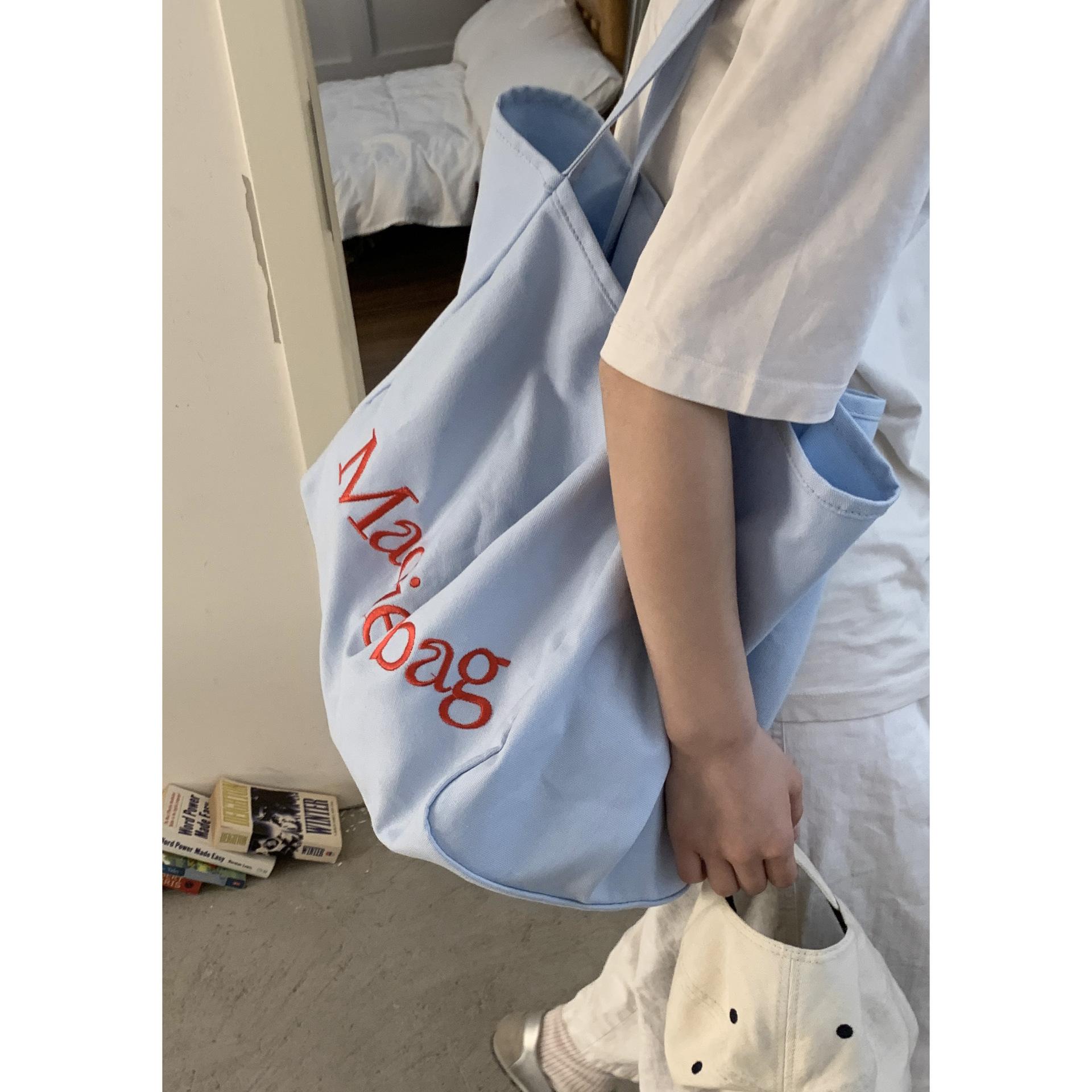 

Bag Large Capacity Women s Canvas Bag New Simple Embroidered Letter Tote Bag Casual Shoulder Underarm Bag