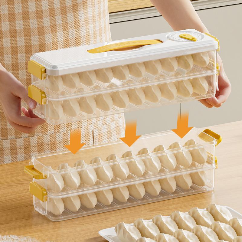 Kitchen Household Food Level Dumpling Box Refrigerator Frozen Fresh Dumpling Storage Box Side Door Dumpling Wonton Organization