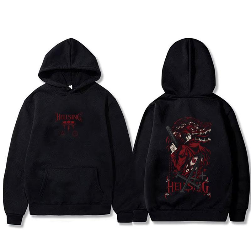 Anime Hellsing Hoodie Vampire Alucard Merch Pullover Men Women Manga Gothic Oversized Streetwear Hoodies