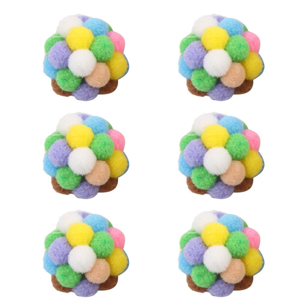 Pet Cat Toy Colorful Handmade Bouncy Balls Kitten Toy Plush Bell Balls Toy