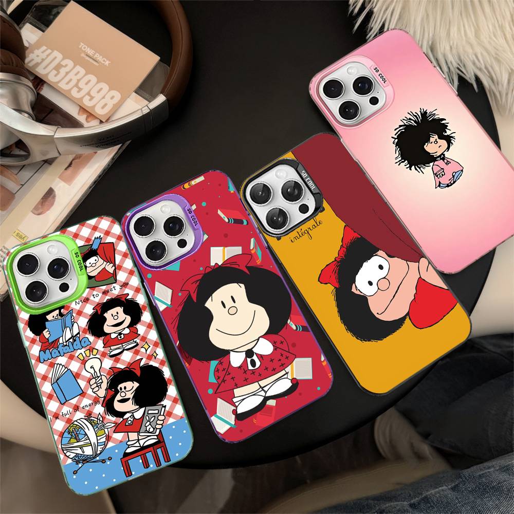 Cartoon M-MafaldaS Anime Phone Case Color Silver Shell For LPhone 17 16 16e 15 14 13 12 11 Pro Max Plus
