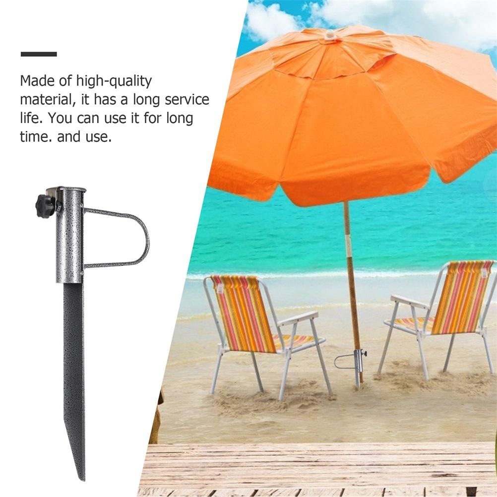 2 Pcs Sun Umbrella Plug Base Stands Pole Holders Beach Anchor Steel Sand Stakes Fixators