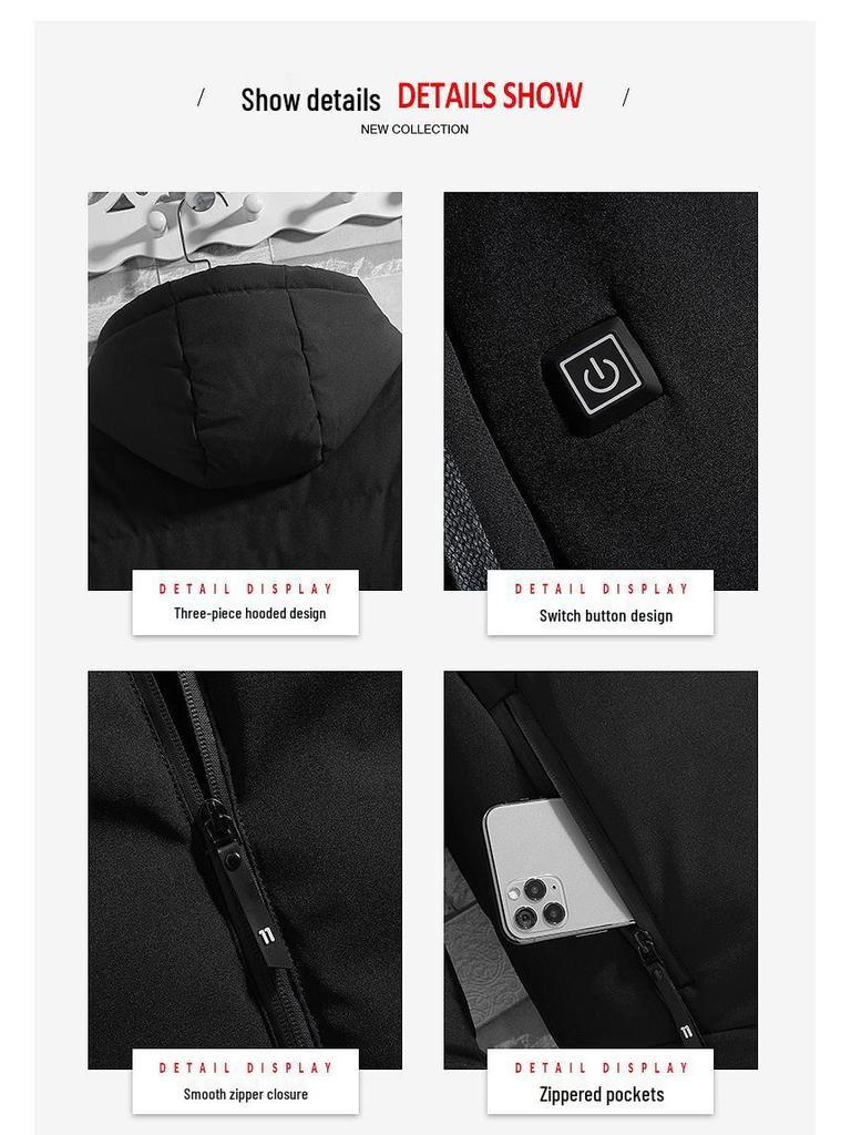 Unisex USB Heated Hoodie - Solid Color, Intelligent Temp Control for Autumn/Winter