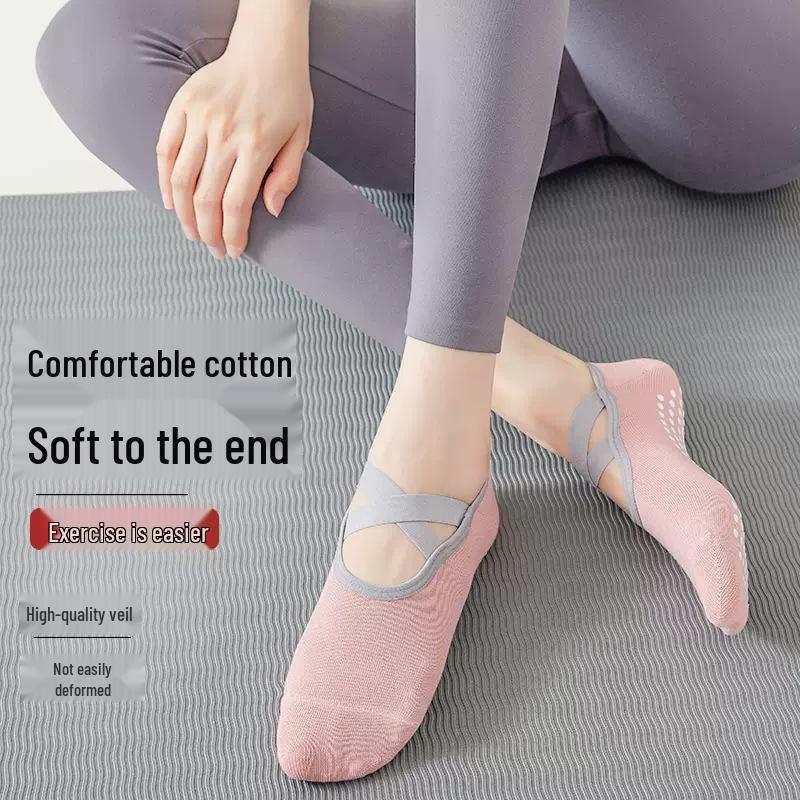 Women's Anti-Slip Yoga & Pilates Socks - Cotton Short Fitness Socks for Indoor Dance & Beginner Sports