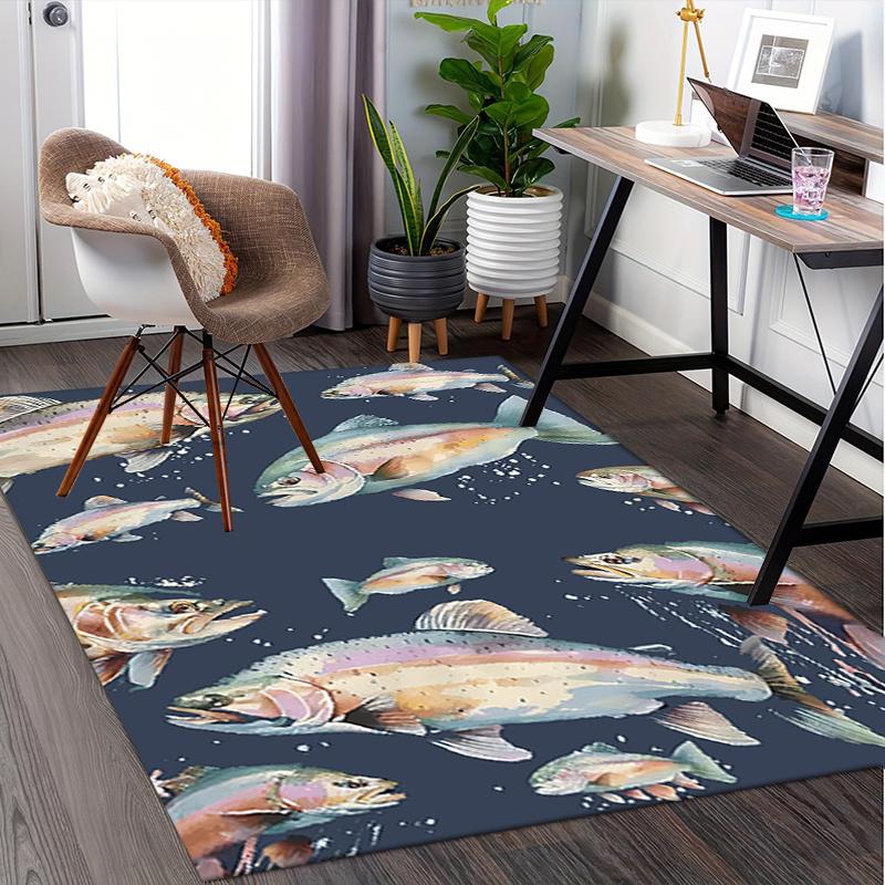 Rainbow Trout Chair Mat: Office Carpet for Home Decor, Sofa Rug, Large Floor Mat, Gift for Office and Living Room