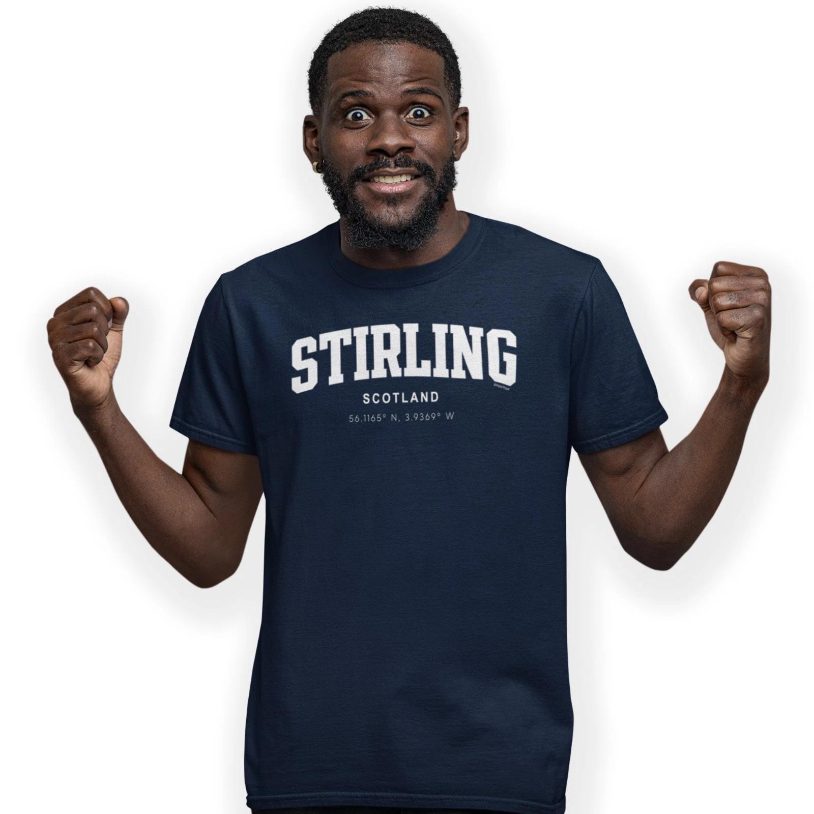 Stirling Varsity Style Print With Coordinates Hand Printed T-Shirt 2XL