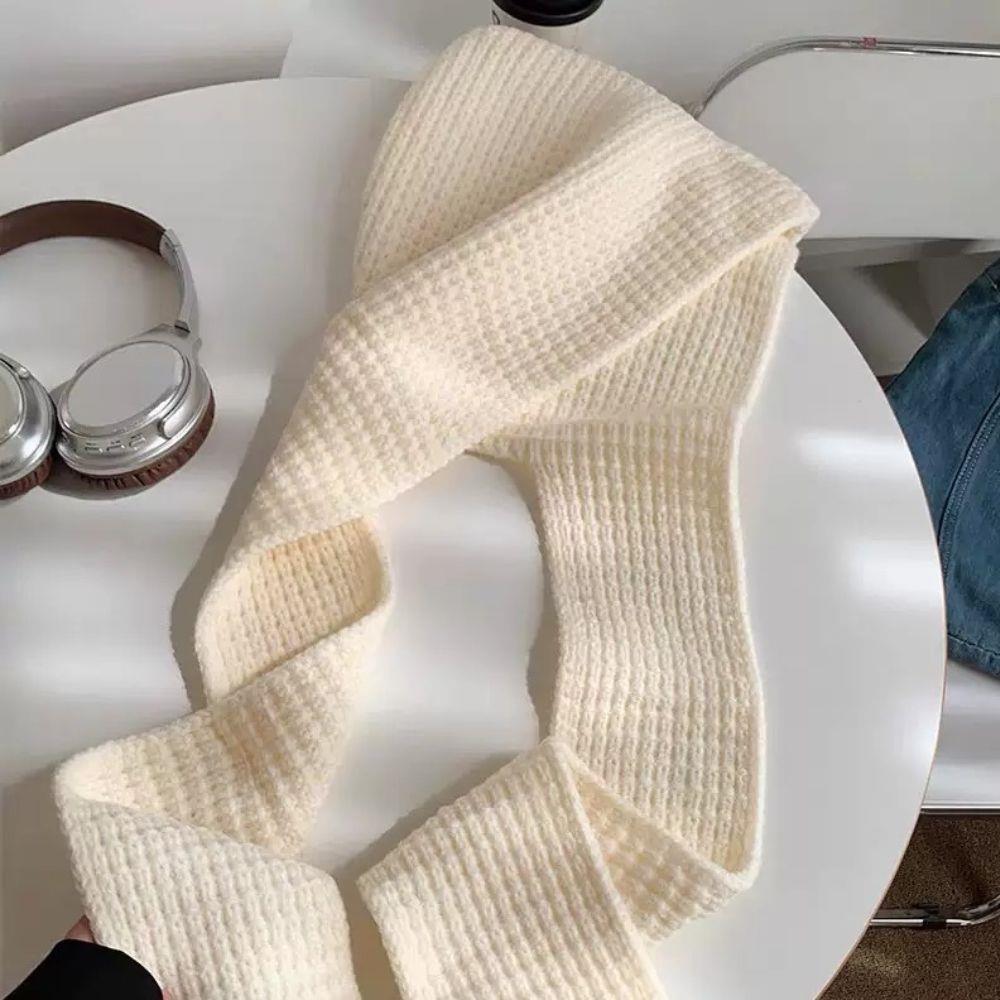 Knitted Hooded Caps Outdoor Hooded Scarf Winter Balaclava Hats Thicken Autumn Winter Neck Protector Headgear Solid Knit Beanies