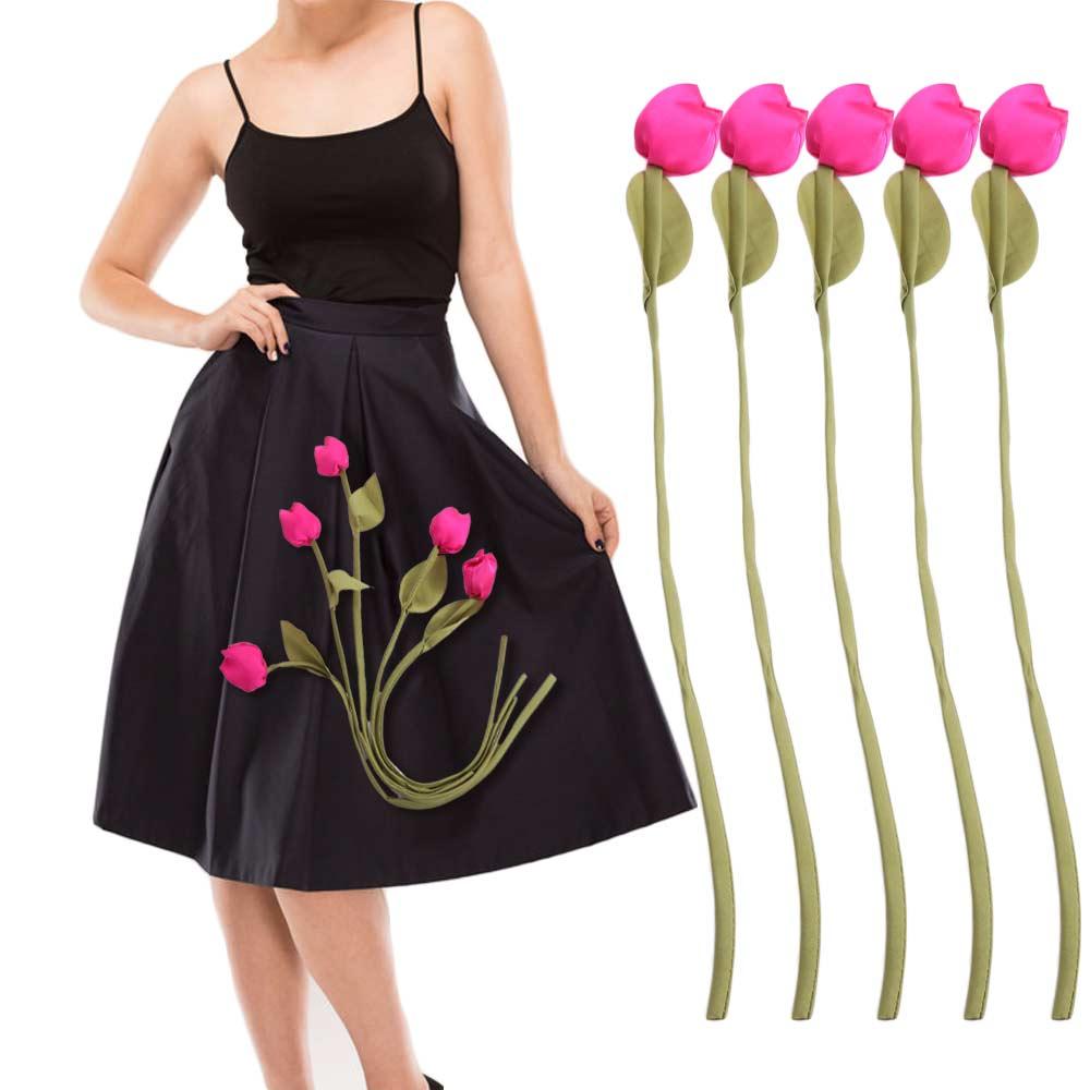 5PCS 3D Clothing Appliques Satin Clothing Patch Exquisite 3D Tulip Appliques  Clothes Decoration