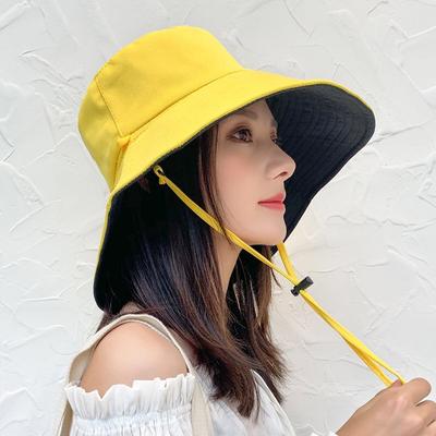 Hat Women's Spring, Summer and Autumn Double-sided Large Brim Solid Color Fisherman Hat Travel Sun Protection Sun Hat