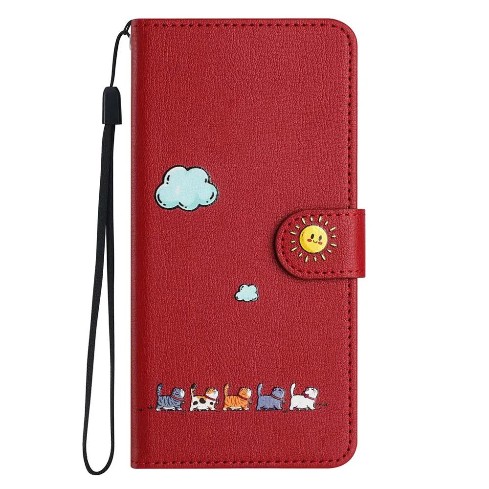 Book-style Flip Cover with Cartoon Animal Print Case For iPhone 16E 16 15 Plus 14 13 12 mini 11 Pro Max 10 XS X XR Stand Cover