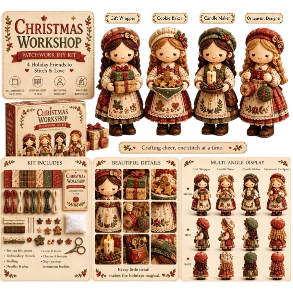 Telas Florales Niña Pequeña Patchwork Juguete Creativo Hecho a Mano Decoración Paquete de Materiales Kit de Costura DIY Kit de Figuritas Patchwork