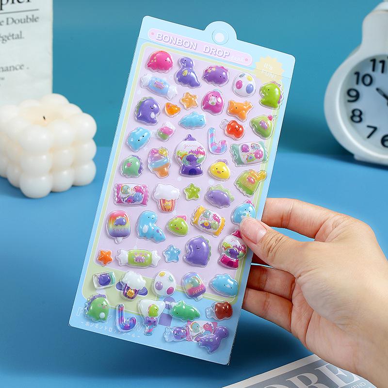 3D Embossed Japanese Cartoon Stickers for Kids' DIY Journaling & Cute Phone Case Decoration