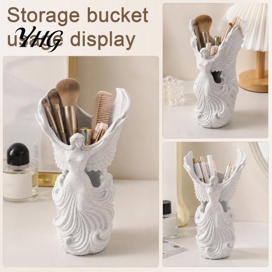 Custom Stationery Organizer 3D Printed Angel Wings Vase & Pen Holder, Sculpture Unique Home Office Accessories Desktop Decor, Multi?Functional