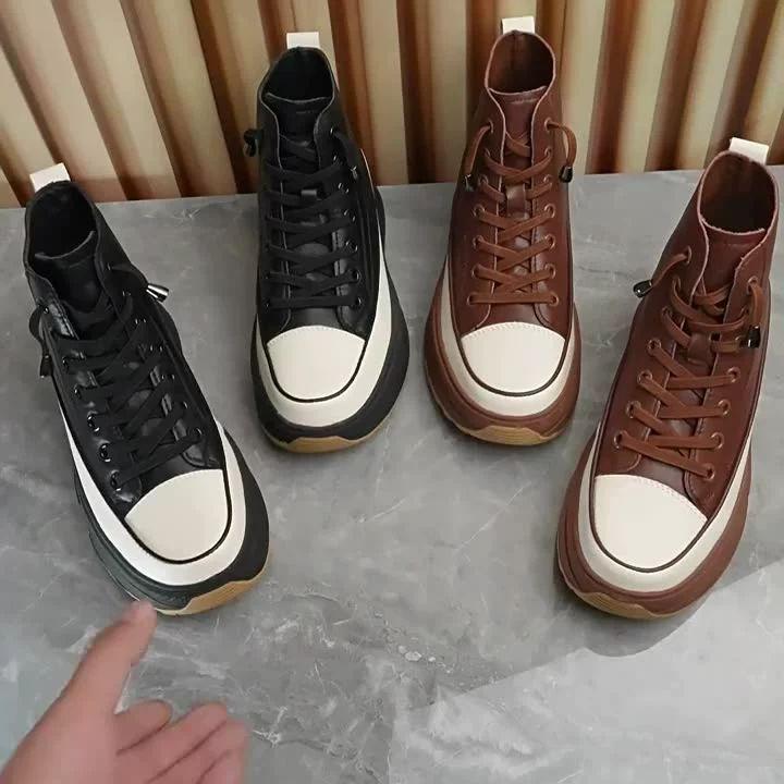 Fashion High Platform Boots Shoes PU Leather 7CM Women's Platform Boots Black White Plaftform Ankle Boots For Women Girls 2024 New