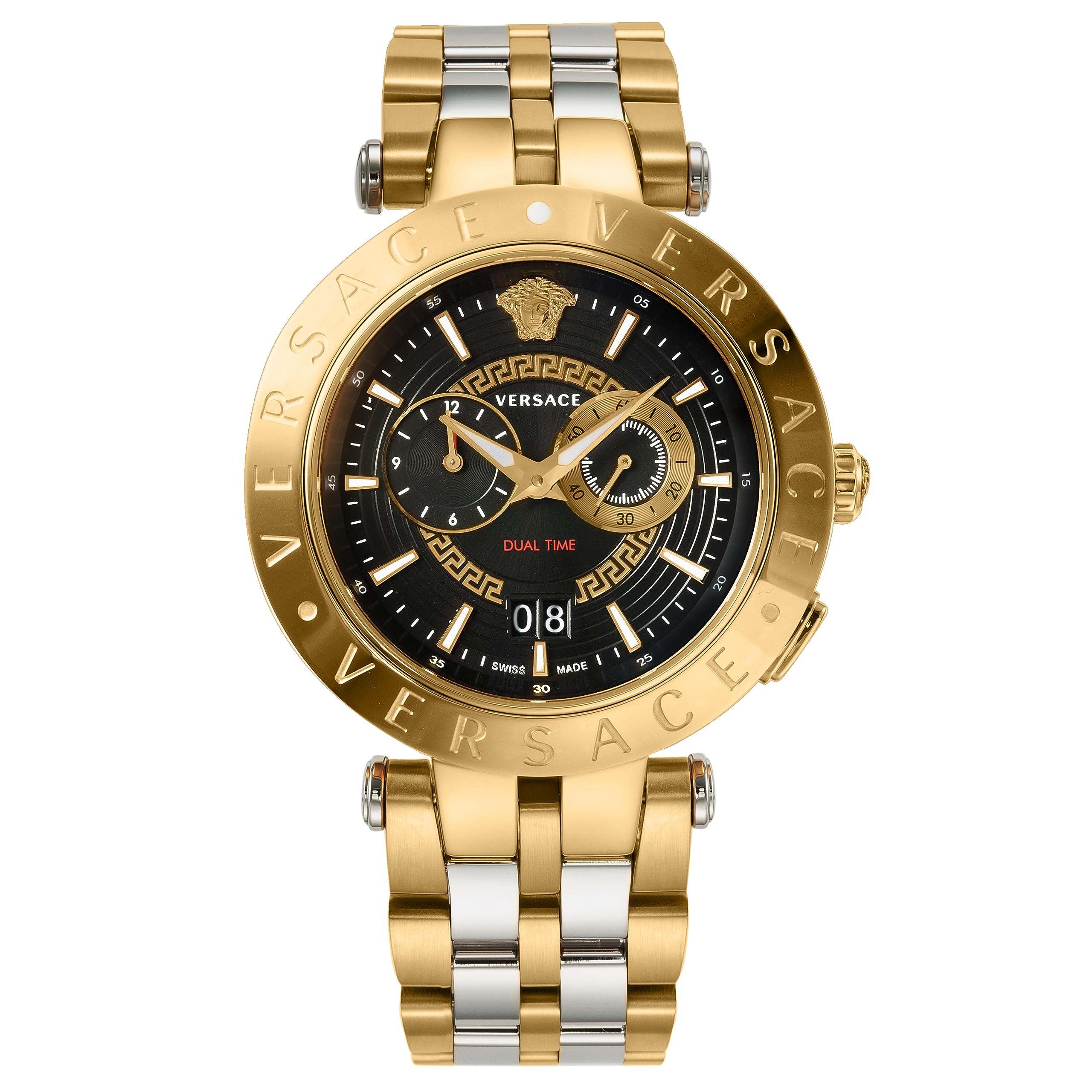 

Watch DUALTIME Black Dial Stainless Steel Sapphire Glass Quartz 46MM Swiss Watch VEBV00519 Gold [Versace] V-RACE Men s [Item]