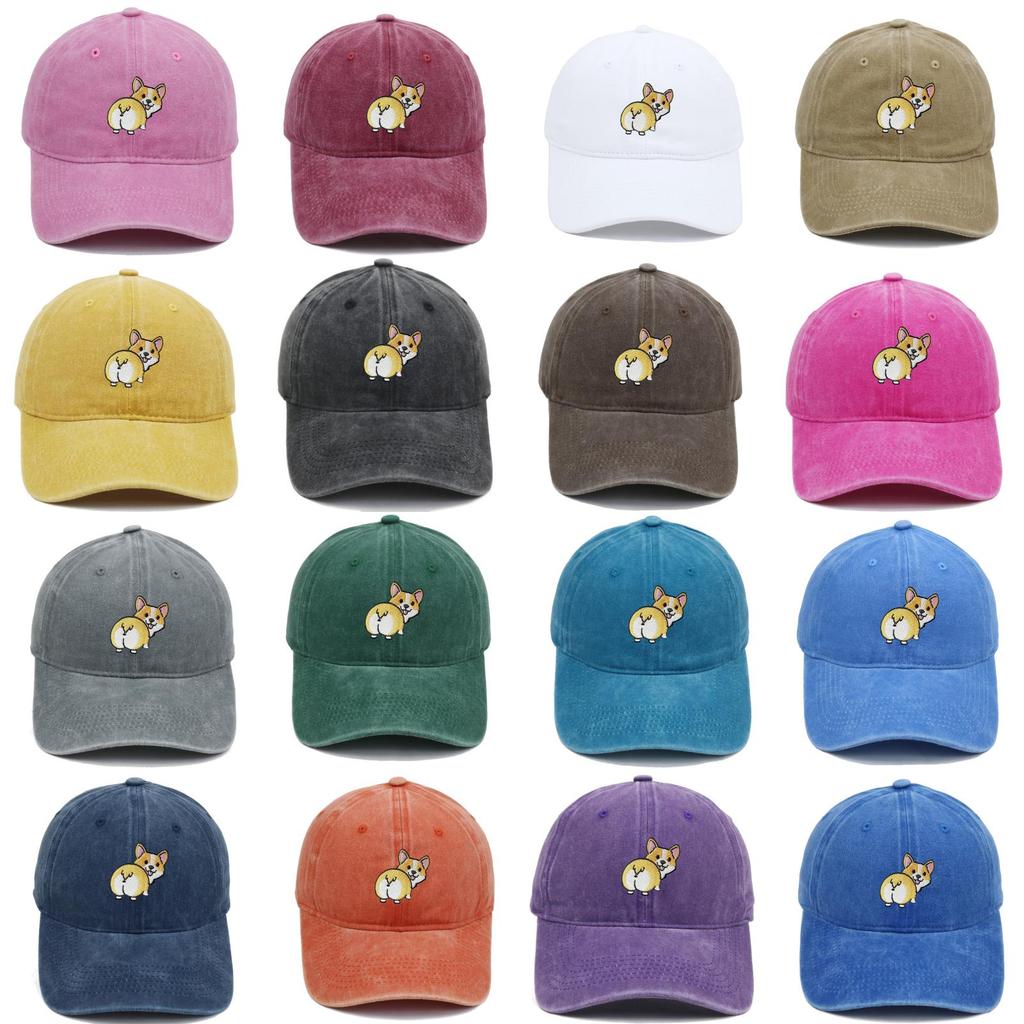 Corgi Dog Embroidered Baseball Cap With Sunshade For Casual Outdoor Wear