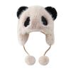 Winter female panda plush hat cute cartoon ear cap fluffy warm windproof cover