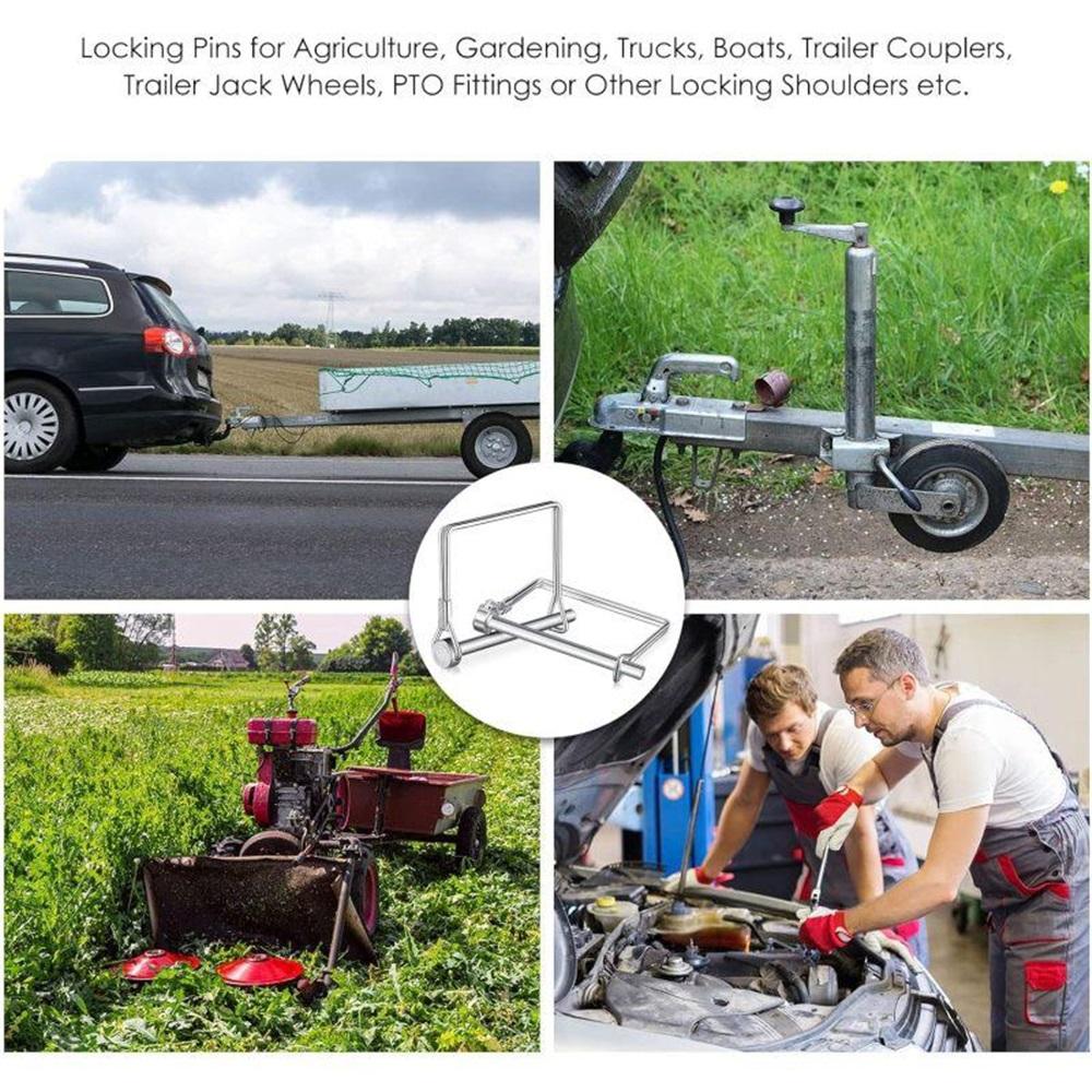 3-Pack 1/4" X 2-3/4" Square PTO Locking Pins – Carbon Steel, Zinc-Plated – For Agriculture, Lawn Equipment, Trailers – Safety Locking Pins