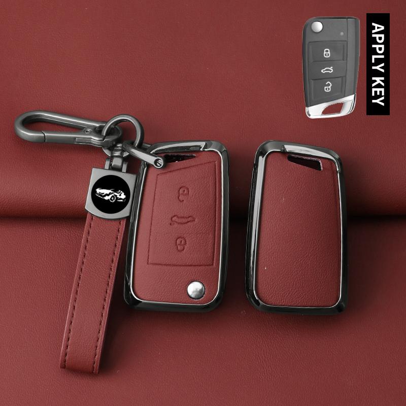 Interior Mouldings Metal Car Key Case Cover Shell For VW Volkswagen Golf 7 MK7 Tiguan MK2 SEAT Ateca Leon FR 2 Ibiza For Skoda O