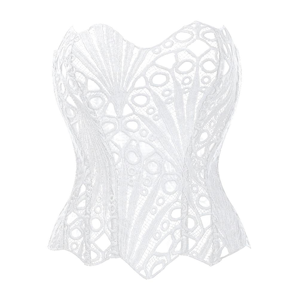 

Shapers Underwear for Women Hollow Flower Crop Tube Top Sweet Lace-up Corset Beach S білий
