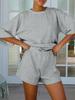 Womens 3/4 Sleeve Lounge Set Oversized Top and Elastic Waist Shorts