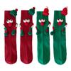 Christmas Holiday Socks Novelty Funny 3D Santa Hat Doll Magnetic Hand Holding Socks with Big Curious Eyes for Unisex