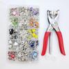 100pcs Metal Prong Snap Button Hollow Press Prong Fastener Studs with Pliers Tool Set Kits for Clothes Garment Sewing Bags Shoes