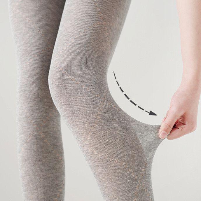 

Grey Diamond Pattern Women s Silk Stockings - Autumn/Winter Slimming Base Layer Tights with Milk White Cotton Outerwear Warmth. One Size светло-серый
