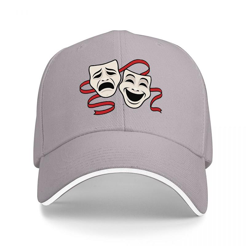 Theater Masks Drama Comedy Baseball Cap Black with Red Accents Classic Stage PerforUnisexce Design Adjustable Fit for Adults