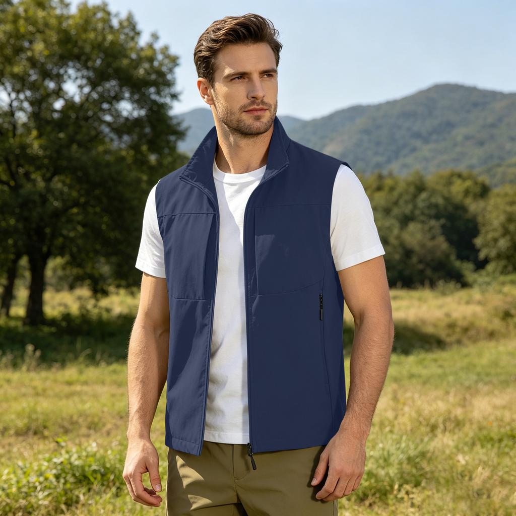 Gilet Leggero da Uomo Multi Tasche per Esterno Asciugatura Rapida da Pesca Giacca Senza Maniche Impermeabile da Montagna Adatto per Escursionismo e Viaggi