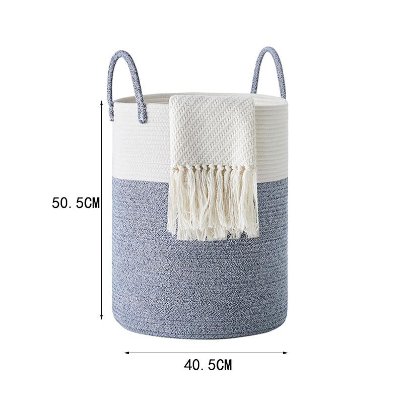 Large Woven Basket Rope Storage Baskets, Tall Cotton Basket, Laundry Basket for Blanket, Kids Toy, Nursery Clothes Hamper Basket