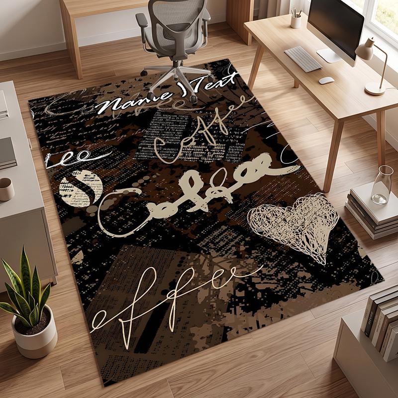 Cozy Coffee (23) Personalized Name Office Carpet Stylish Decor for Living Room Bedroom Kitchen