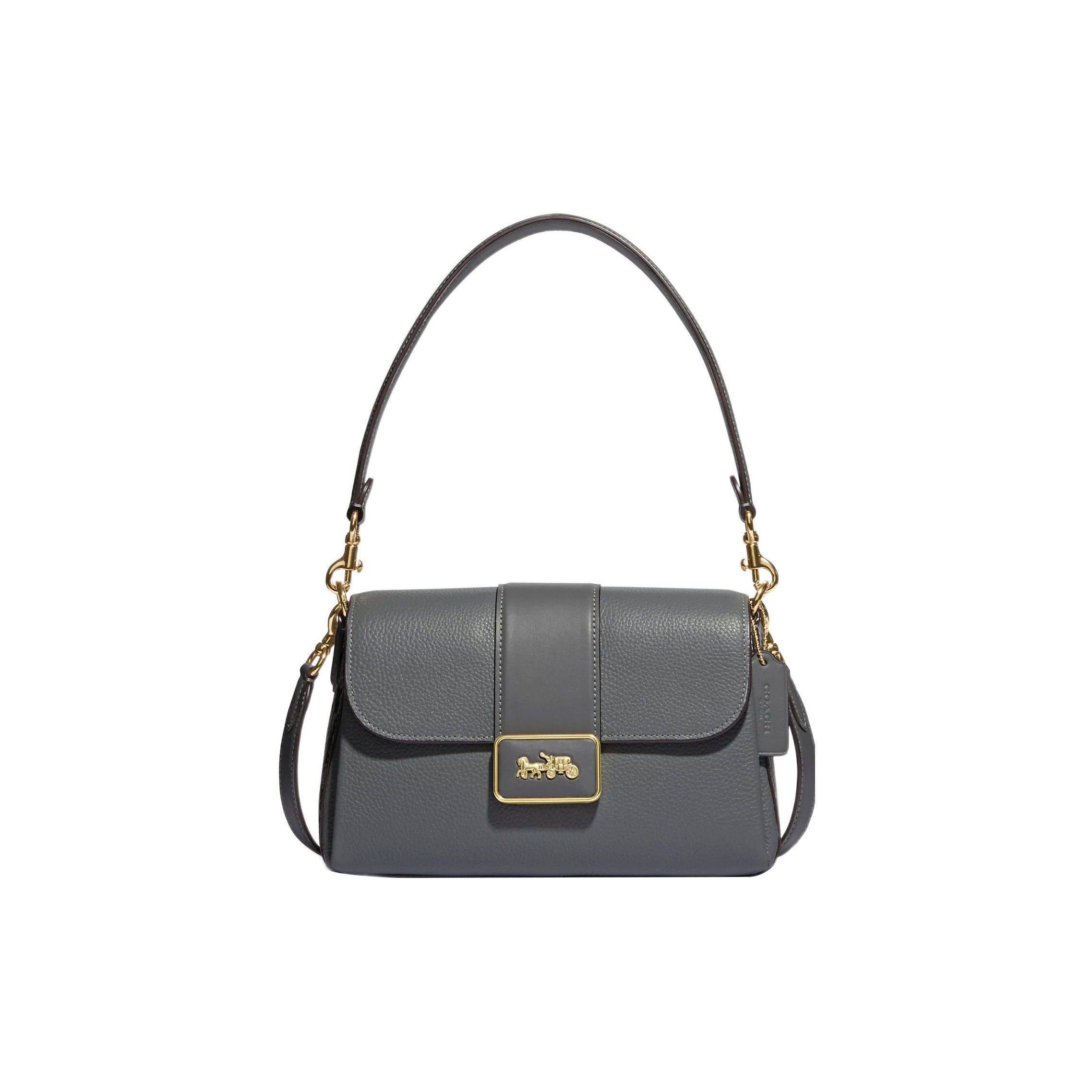 Coach Women's Grace 26 Flap Closure Leather Handbag Handbags Granite Cf390-Imgrt