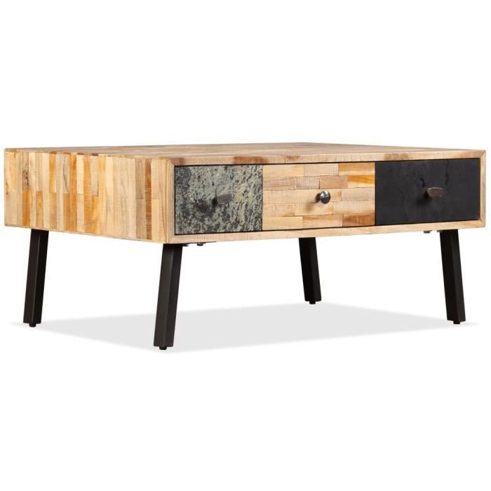 Table basse Teck de récupération massif - VIDAXL - Vintage - Rectangulaire