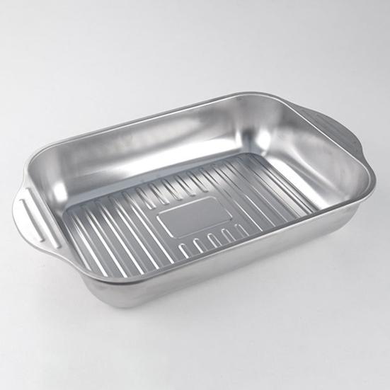 Stekepanne i rustfritt stål med lokk og håndtak Kraftig kalkunbaking Stekebrett med høye sider Induksjonsstekebrett for kylling, grønnsaker, lasagne