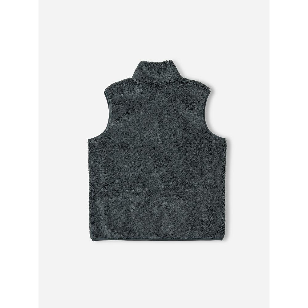 Daiso [comun] Vestă pufoasă cu fermoar lână L negru gri