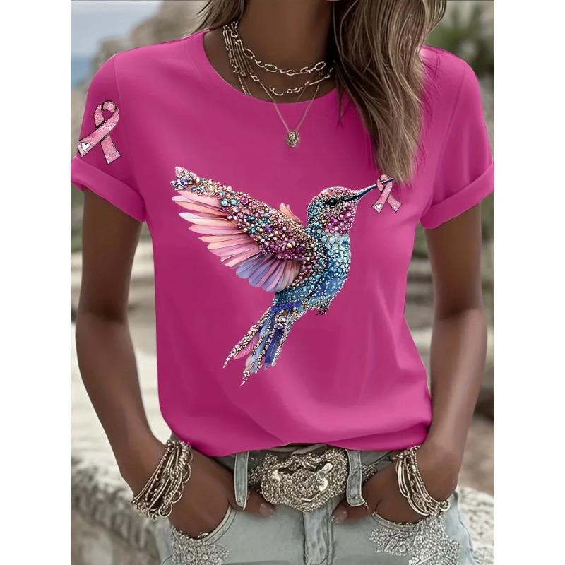 Printed Retro T-shirt Short-sleeved Crew Neck Casual Top