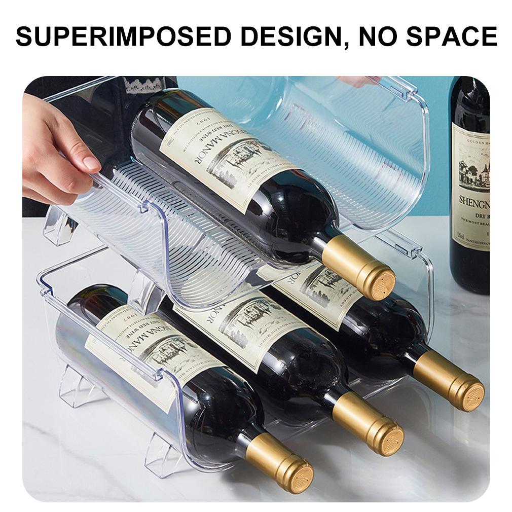 Portabottiglie universale trasparente per vino, portabottiglie, scatola per bevande in bottiglia, portabottiglie impilabile, portabottiglie, frigorifero, organizzatore da cucina