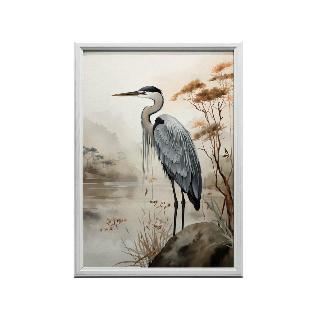Spacer Nad Mglistym Jeziorem Spacer Nad Mglistym Jeziorem, 70X100 Cm, Rama Drewniana Ciemny Brąz, Papier Matowy 230 Gsm