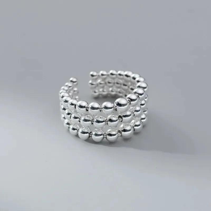 Silver Simple Punk Hollow Rings for Women Geometric Fashion Open Adjustable Handmade Party Jewelry Gift Allergy Engagement Ring